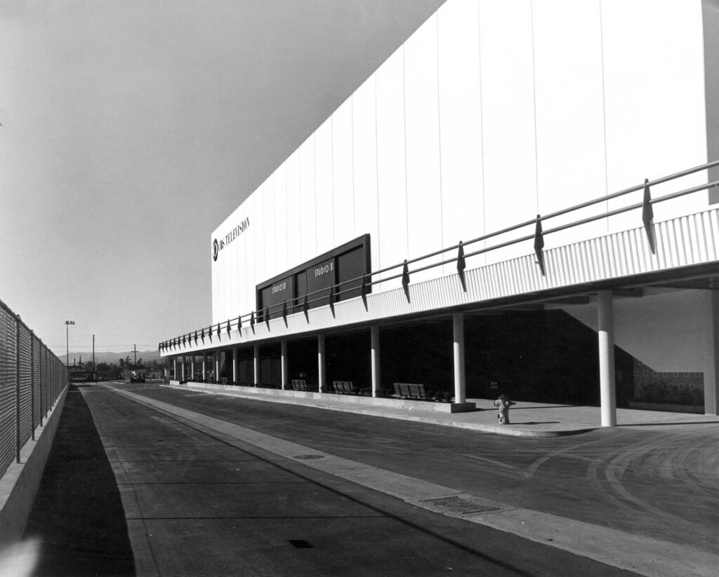 TVC LA building exterior side view black and white